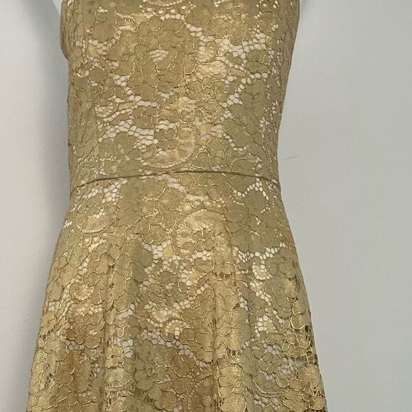 Lilly Pulitzer Aubrianna Strapless Gold Lace Midi Dress Size 8 NEW Event Wedding - Picture 6 of 11